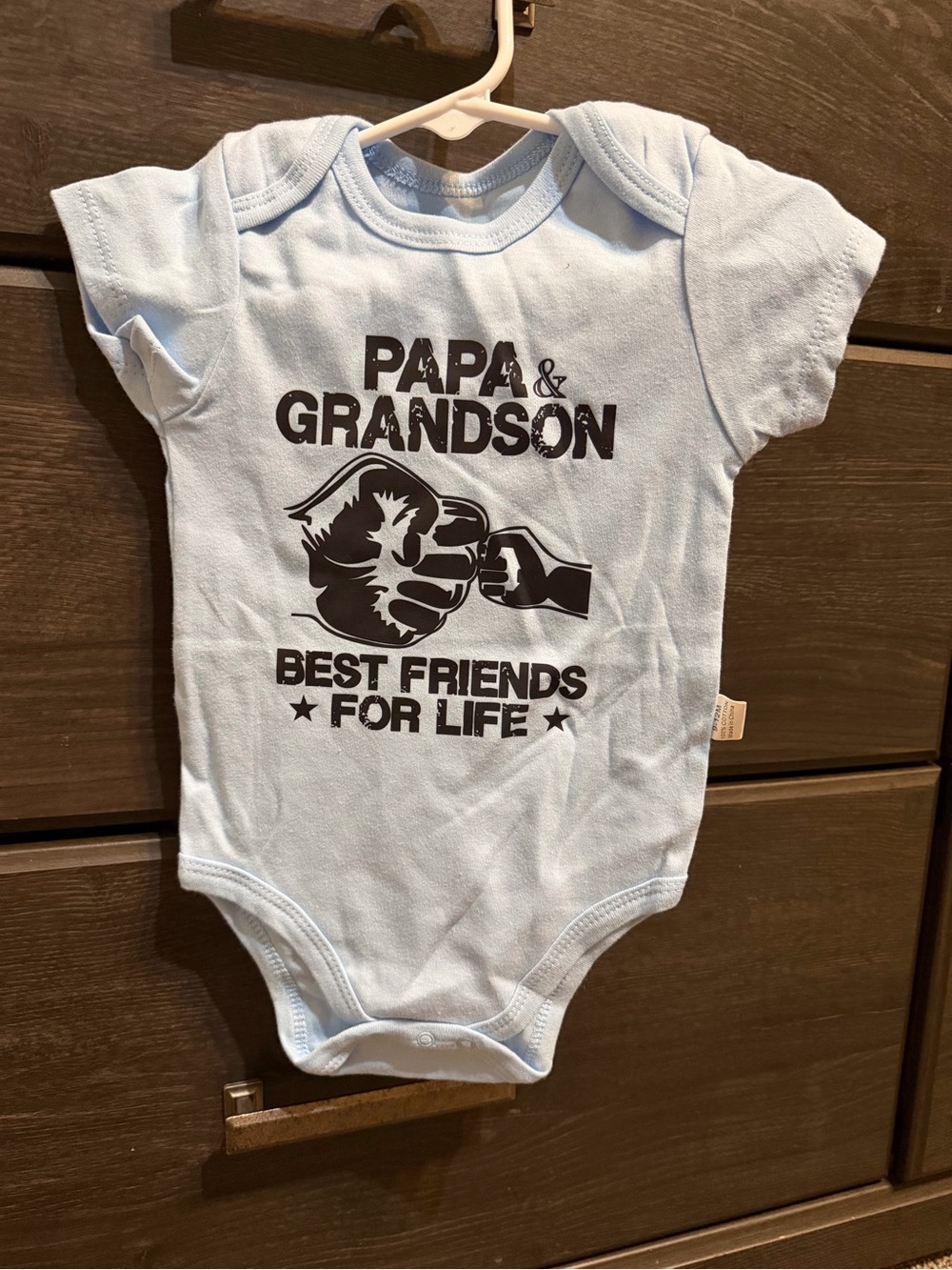 Papa & Grandson Light Blue Baby One-Piece Bodysuit